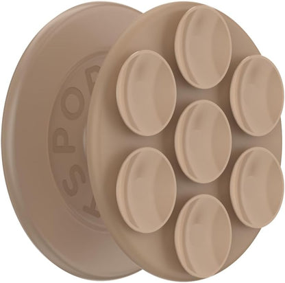 PopSockets Suck-Up™ Suction Grip & Stand, 3-in-1 MagSafe Phone Mount for iPhone, Strong Hold on Mirrors & Glass, Swappable Top, Portable & Reusable - Latte