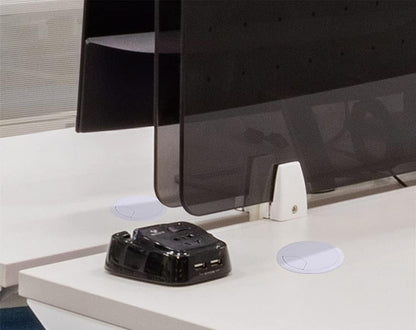 2pcs 2 inch Desk Wire Cord Cable Grommets Hole Cover for Office PC Desk Cable Cord Organizer Plastic Cover Black (White-2Pcs)