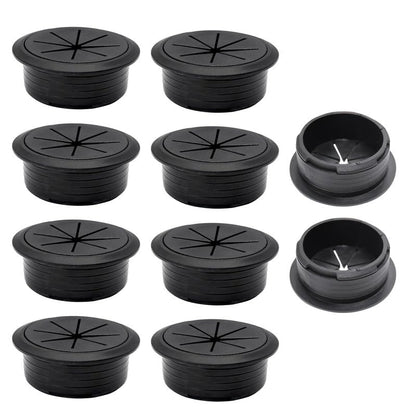 10 Pcs Desk Grommet 2" / 50 mm, Desk Hole Cover for Cables Black, Cable Grommet ABS Plastic, Desk Hole Grommet for Home & Office Pc, Detachable Cable Cord Organizer