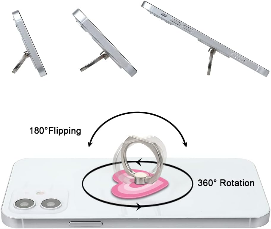 Bonoma Cute Love Heart Phone Ring Holder, 3 Pack Universal Finger Ring Stand Grip Kickstand Ring, 360° Rotation Universal Stylish Stand Compatible with All Smartphones