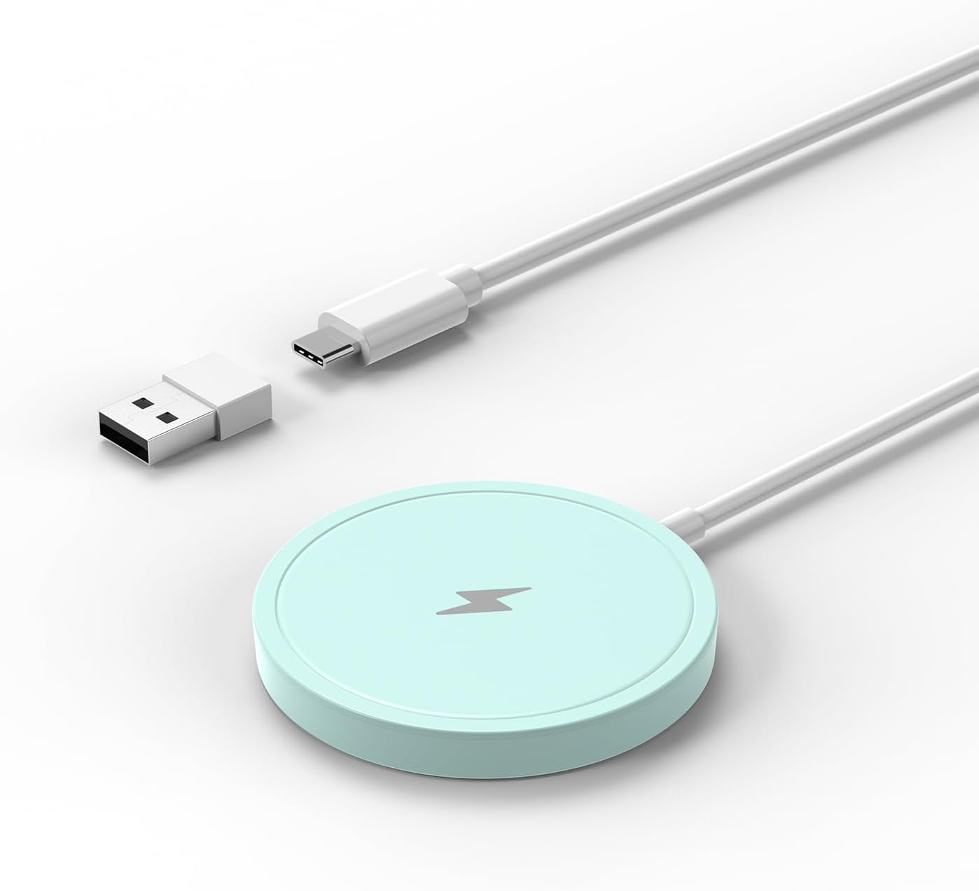 Magnetic Wireless Charger for iPhone 15W Wireless Charger Fast Mag Safe Wireless Charging Stand Pad Compatible for iPhone 16/16 Pro/Pro Max/15/14/13/12/Pro with Wall Charger for USB-A Converter, Green