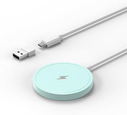 Magnetic Wireless Charger for iPhone 15W Wireless Charger Fast Mag Safe Wireless Charging Stand Pad Compatible for iPhone 16/16 Pro/Pro Max/15/14/13/12/Pro with Wall Charger for USB-A Converter, Green
