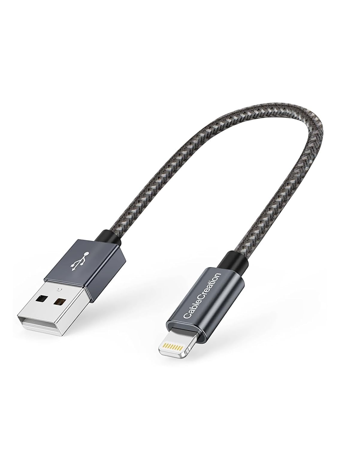 CableCreation Short iPhone Charger Cable 0.5FT/0.15m, USB A to Lightning Cable, Lightning to USB Data Sync Cord [MFi Certified] for iPhone 14/14 Pro, AirPods Pro, iPhone 13/13 Pro/12, iPad Pro, Grey
