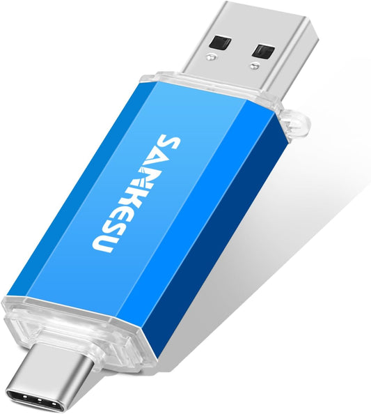 3.0 USB C Flash Drive 512GB, USB-A & Type-C OTG Thumb Stick, Dual Memory Sticks Compatible with PC/Laptop/Type C Cell Phone and Tablet (Blue)