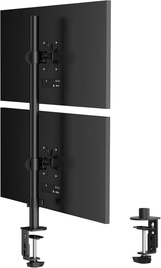 Pholiten Tall Vertically Stacked Dual Monitor Desk Mount Stand,Extra Tall 31 Inch Monitor Stand, Fully Adjustable Monitor arm for 13-32 Inch LCD Screen，Holds up to 22lbs