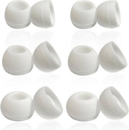 Replacement Earbuds Tips for True Wireless Earbuds Universal Silicone Ear Tips Fit 4.5mm-6mm Nozzle 6 Pairs LMS White