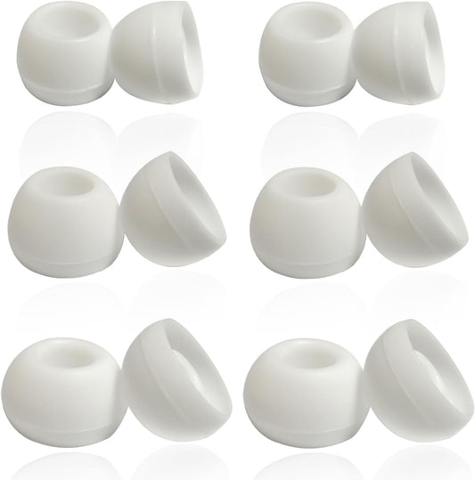 Replacement Earbuds Tips for True Wireless Earbuds Universal Silicone Ear Tips Fit 4.5mm-6mm Nozzle 6 Pairs LMS White