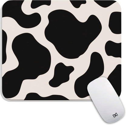 Square Mouse Pad Black Cow Print,Personalized Premium-Textured Custom Mouse Mat Design,Washable Mousepad Cloth,Non-Slip Rubber Base Computer Mouse Pads for Wireless Mouse