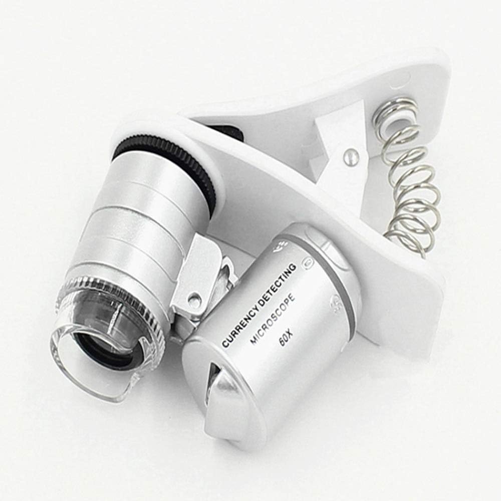 1Pcs Universal Led Clip Mobile Phone Microscope Magnifier Micro-Lens 60X Optical Zoom Telescope Camera Lens