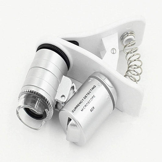 1Pcs Universal Led Clip Mobile Phone Microscope Magnifier Micro-Lens 60X Optical Zoom Telescope Camera Lens