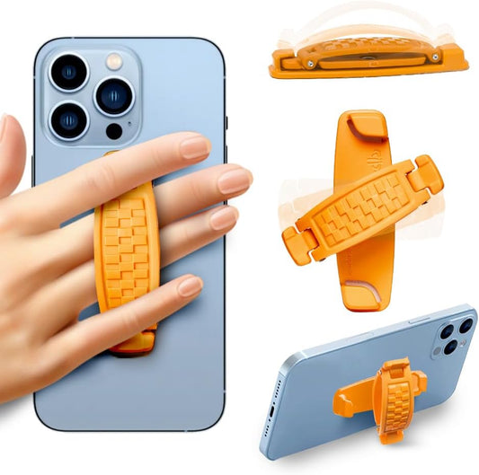 360 Rotating Phone Grip - Phone Holder for Hand - Phone Grips for Back of Phone & Pop Cell Phone Accessories for iPhone, Smartphones & Kindle Tablets (Orange)