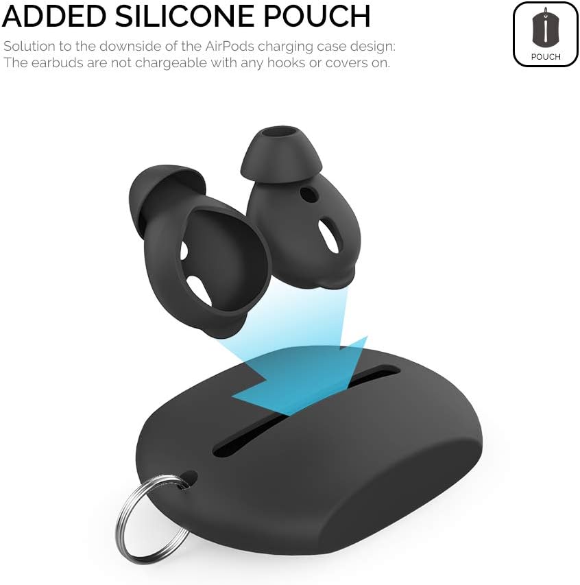 AhaStyle 3 Pairs AirPods Ear Tips Silicone Earbuds Cover [Not Fit in The Charging Case] Compatible with Apple AirPods (3 Pairs Small, Black)