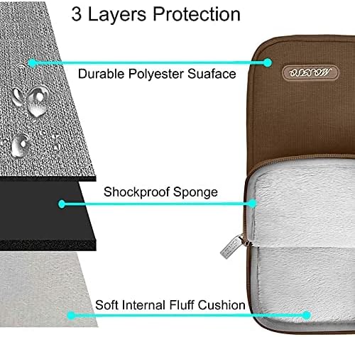 MOSISO Laptop Case 13.3 inch, 13-13.3 inch Laptop Sleeve Compatible with MacBook Air/Pro 13 / Pro 14, HP Dell ASUS Lenovo Notebook, Polyester Vertical Computer Sleeve Bag with Pocket, Light Brown