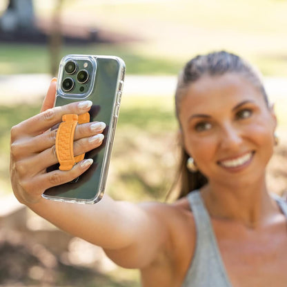 360 Rotating Phone Grip - Phone Holder for Hand - Phone Grips for Back of Phone & Pop Cell Phone Accessories for iPhone, Smartphones & Kindle Tablets (Orange)