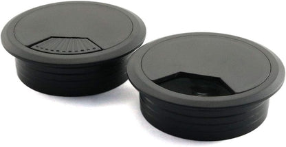 2pcs 2 inch Desk Wire Cord Cable Grommets Hole Cover for Office PC Desk Cable Cord Organizer Plastic Cover Black (Black-2Pcs)