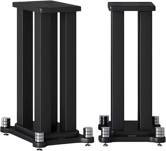 A Pair of Universal Speaker Stands, Heavy Duty Speaker Stands Holds Bookshelf Speaker Satellite Speaker Large Speaker, Vibration-Absorbing MDF Design, Holds 88lbs Speaker (Black, 60cm/23.6in)
