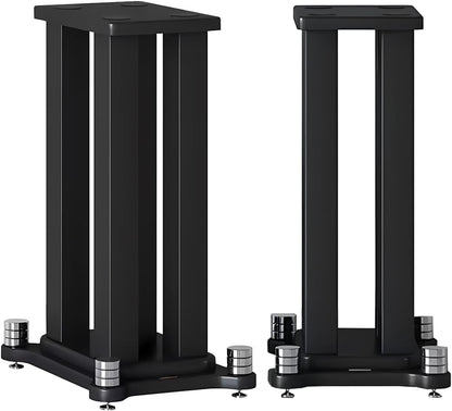 A Pair of Universal Speaker Stands, Heavy Duty Speaker Stands Holds Bookshelf Speaker Satellite Speaker Large Speaker, Vibration-Absorbing MDF Design, Holds 88lbs Speaker (Black, 80cm/31.4in)