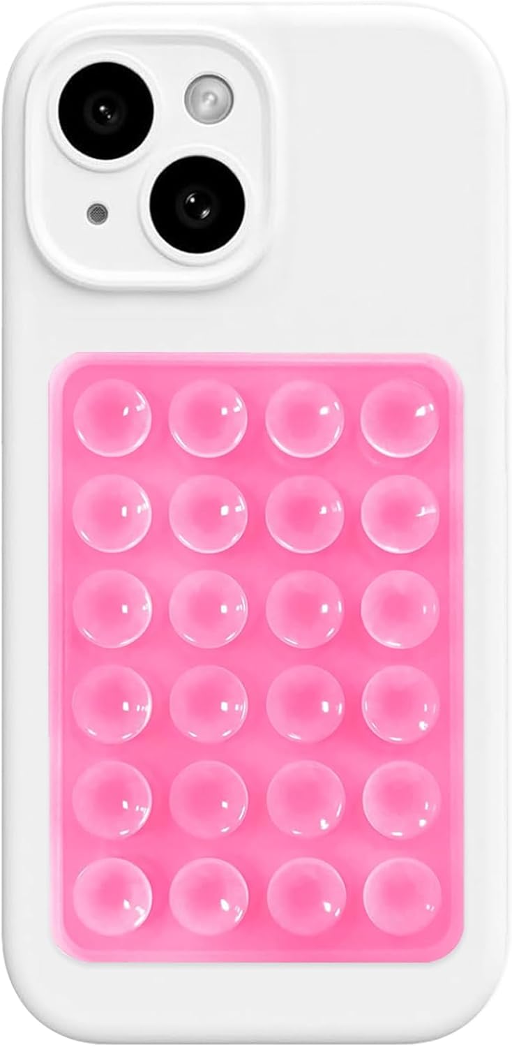 AZXYI Silicone Suction Phone Case Mount, Non Slip Sticky Phone Grip for Cellphone, Strong Grip Holder for Selfies and Videos (Pink)