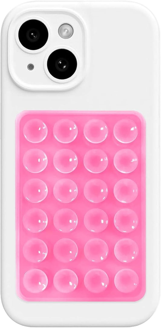 AZXYI Silicone Suction Phone Case Mount, Non Slip Sticky Phone Grip for Cellphone, Strong Grip Holder for Selfies and Videos (Pink)