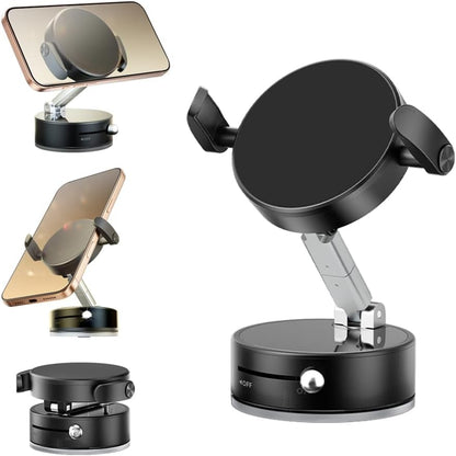 Universal Phone Holder for Car/Dashboard/Desk Adjustable & Foldable Phone Stand Compatible with Magnetic & Non-Magnetic Phones (All Phones 4-7") (Black)