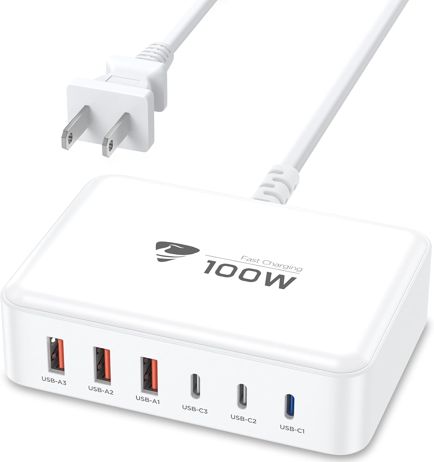 USB C Fast Charger, 100W GaN 6 Port USB C Fast Charging Station Hub Block Cube, QC USB A and PD USB c Wall Charger Power Multiple USB Charger Plug for iPhone 16 15 14 13 12 Pro Max, MacBook, Samsung