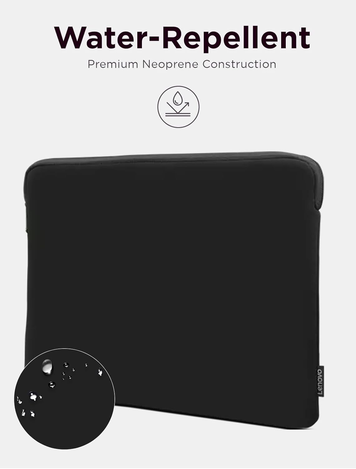 Lenovo Basic Laptop Sleeve 13 Inch Notebook/Tablet Compatible with MacBook Air/Pro Neoprene Material - Soft Fleece Lining - Zippered Top Opening - Black