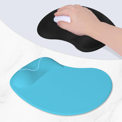 ITNRSIIET Ergonomic Mouse Pad, Cushioned Gel Wrist Rest, Non-Slip Base, Smooth Surface, Compatible with All Mice for Office & Gaming, Desk Accessory, 9.5 x 8.2 inch, Powder Blue