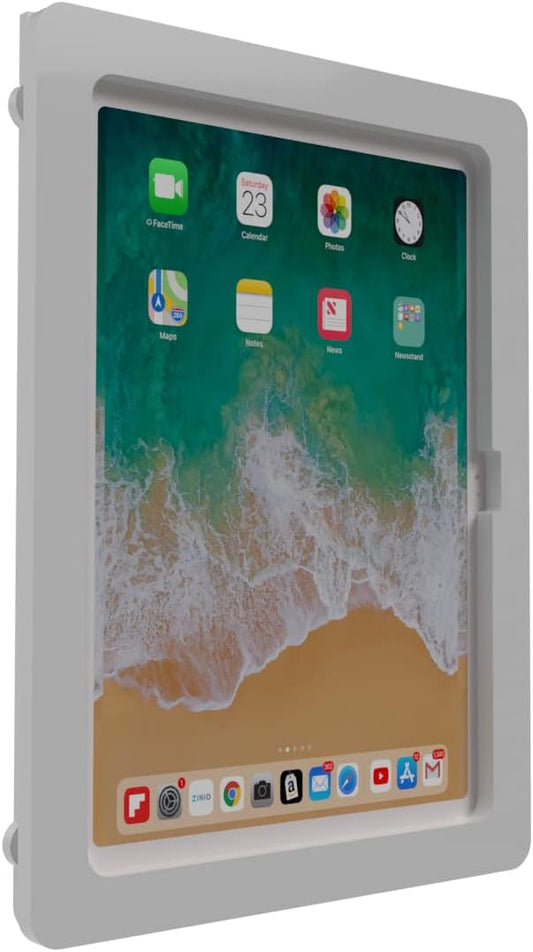 TABcare Anti-Theft Acrylic VESA Enclosure for Apple iPad 10 10.9" 2022, iPad 11" 2025 with Free Wall Mount Kit & 90-Degree Angle USB C Charge Cable (White)