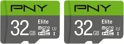 PNY 32GB Elite Class 10 U1 microSDHC Flash Memory Card (Pack of 2-100MB/s Read, Class 10, U1, Full HD, UHS-I, Micro SD (Pack of 1)