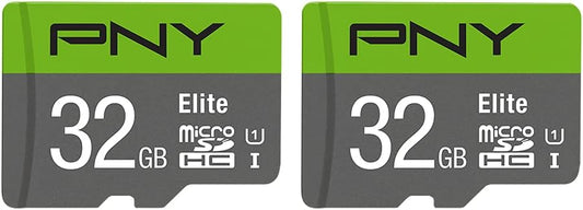PNY 32GB Elite Class 10 U1 microSDHC Flash Memory Card (Pack of 2-100MB/s Read, Class 10, U1, Full HD, UHS-I, Micro SD (Pack of 1)