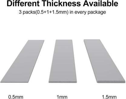 Aairhut 3 Pack 13 W/m.K Thermal Pads M.2, 70 x 20 mm x [0.5 mm + 1 mm + 1.5 mm] Highly Efficient Thermal Conductivity Silicone Cooling Pads for Laptop Heatsink CPU GPU SSD IC LED Cooler