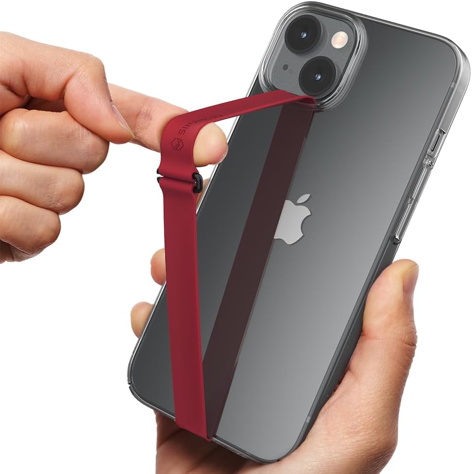 C-Shaped Clip Finger Phone Grip, Sinjimoru Silicone Cell Phone Strap for Phone Case with Clip as Phone Loop Holder for iPhone Case & Samsung Phone. Sinji Loop Clip Wine Red 230
