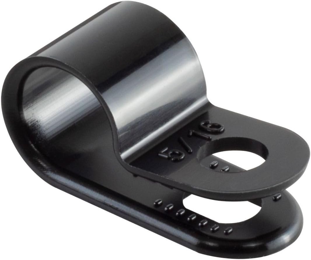 GTSE Black Nylon Plastic Cable Clamps, 5/16" Screw Mounts for Cable, Rope, Tube Management, 100 Pack