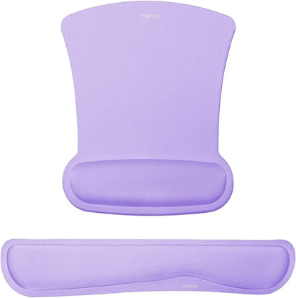 MOSISO Wrist Rest Support for Mouse Pad & Keyboard Set, Ergonomic Mousepad Non-Slip Base Home/Office Pain Relief & Easy Typing Cushion with Neoprene Cloth & Raised Memory Foam, Light Purple