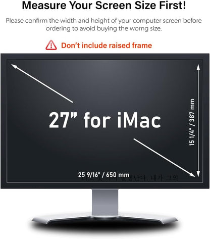27 Inch - 16:9 Aspect Ratio - Computer Privacy Screen Filter for iMac Monitor - Anti-Glare - Anti-Scratch Protector Film - Please Check iMac or Others