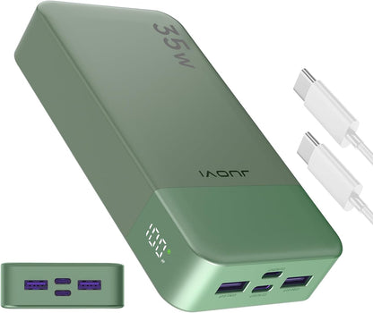 J2651 Portable Charger, 35W 20000mAh USB C in & Out Power Bank, Battery Pack with QC4.0+PD3.0 35W High-Speed Charging for Bluetooth Earbud, Mobile Phone, Tablet (Green)