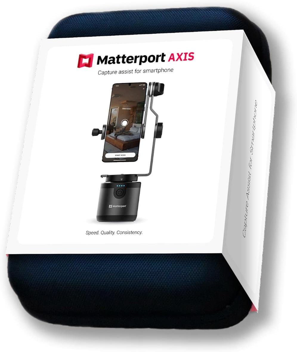 Matterport Axis Gimbal Stabilizer for Smartphone Camera - Motorized Rotating Mount for Professional 3D 360 Photo Scans for iPhone and Android Phones