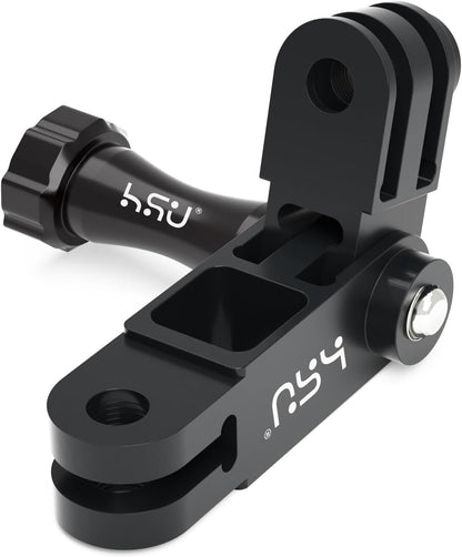 HSU Aluminum Alloy Metal Adjust Arm Straight Joints Mount, Long and Short Vertical Direction Straight Joints Mount for Gopro Hero 13 12 11 10 9 8 7 6 5, AKASO Campark and Other Action Cameras (Black)