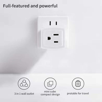 SYCON Adapter Outlet Extender, 2-Prong to 3-Prong Mini Wall Plug, Multi Outlet Splitter with 3 Outlets