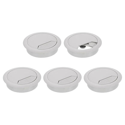 uxcell 5 Pcs 60mm (2.36 Inch) Desk Grommet, Plastic Cable Hole Cover, Wire Cord Cable Organizer for Home Office Computer Desk Cabinet, Gray