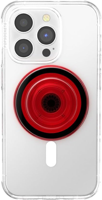 PopSockets Phone Grip for MagSafe with Kickstand, Magnetic Stand, Swappable Top, Secure Hold for iPhone MagSafe Cases, Phone & Tablet Grip - Danger Red Transluscent