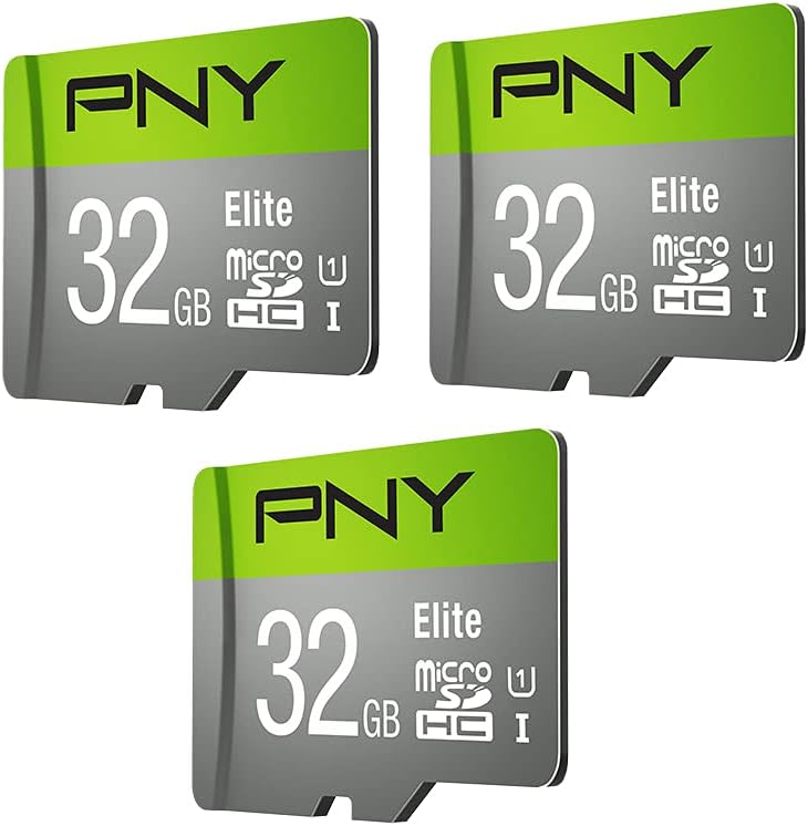 PNY 32GB Elite Class 10 U1 microSDHC Flash Memory Card - 100MB/s, Class 10, U1, Full HD, UHS-I, Micro SD (Pack of 3)