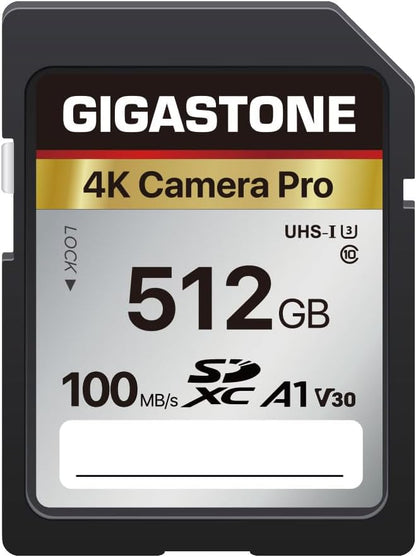 [5-Yrs Free Data Recovery] GIGASTONE 512GB Memory Card 4K Pro Series Speed Up to 100MB/s Compatible with Canon Camcorder, A1 V30 UHS-I