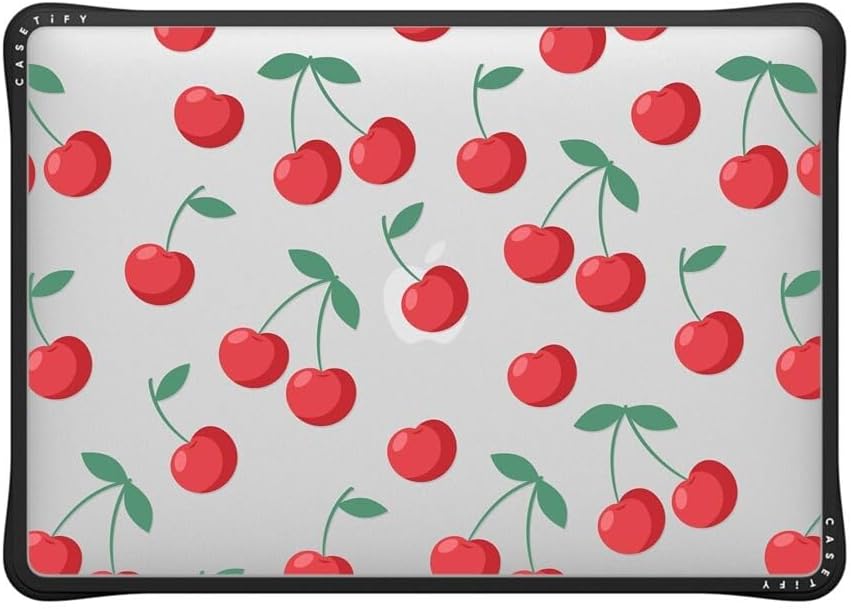 CASETiFY Impact MacBook Air 13" (M1/Intel) Case [Cushioned Impact Corners/Scratch-Resistant/Anti-Slip Grip] - Cherries - Clear Black