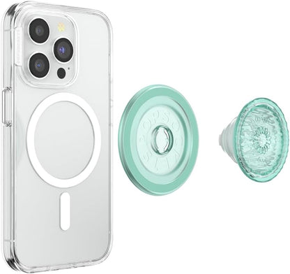 PopSockets Round Phone Grip Compatible with MagSafe, Adapter Ring Included, Phone Holder, Wireless Charging Compatible - Translucent Pool
