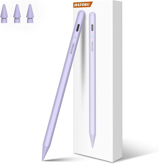 Stylus Pen for iPad 2018-2025: 15 Mins Fast Charging Pencil 1 Generation with Tilt Sensitivity Palm Rejection - Work for iPad Air 3 4 5 M2 M3- Pro 11" 12.9" M4 - Mini 5 6 - iPad 6 7 8 9 10 11 (Purple)