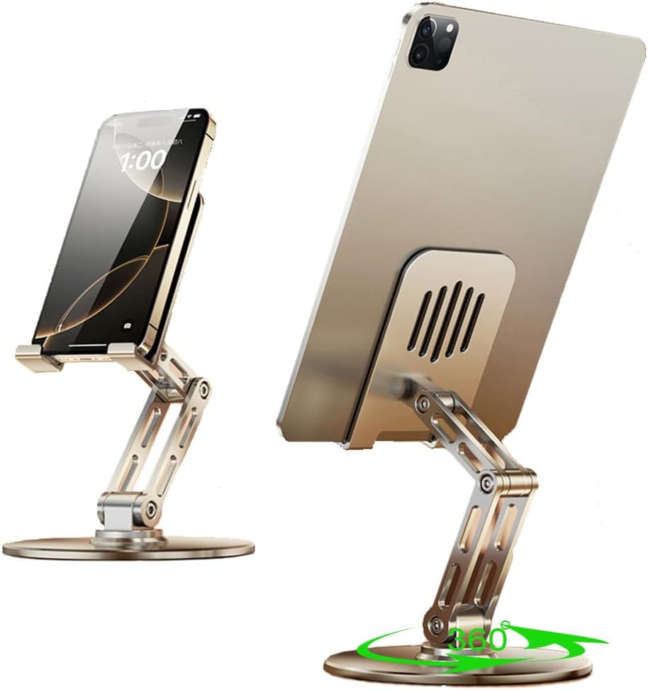 360° Rotating for iPad Stand for Desk Cell Phone Holder Adjustable Tablet Stand for Desk, Aluminum Alloy, Silver,for Ipad Tablet Kindle Stands Holder Compatible 4.7"-12.9"