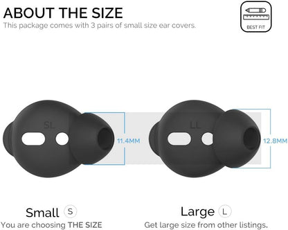 AhaStyle 3 Pairs AirPods Ear Tips Silicone Earbuds Cover [Not Fit in The Charging Case] Compatible with Apple AirPods (3 Pairs Small, Black)