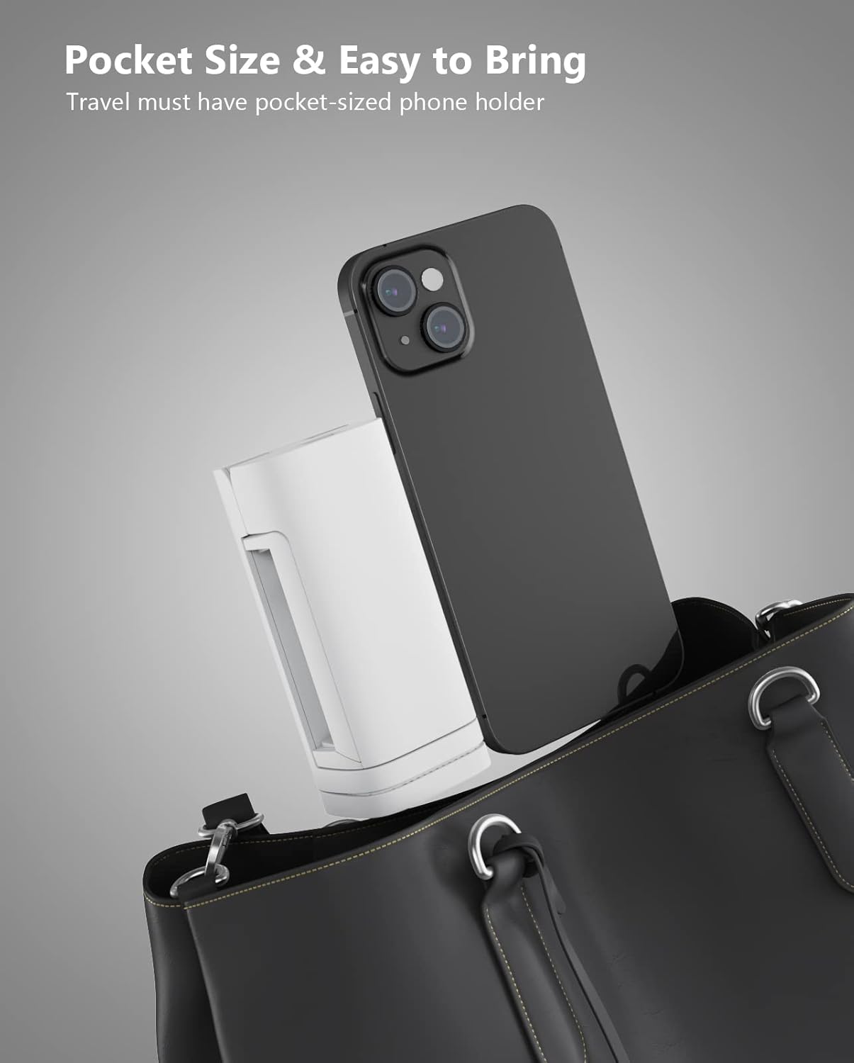 MiiKARE Airplane Phone Holder, Universal Handsfree Mount with 360 Rotation, Travel Accessory for Airplane, Desk & Table - White