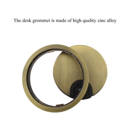 HAHIYO 1Pcs 3.15Inch/80mm Bronze Zinc Alloy Desk Grommet Wire Grommet Cable Management Cord Hole Cover Desk Wire Hole Insert Wire Organizer for Computer Office Home School Equipment Systems